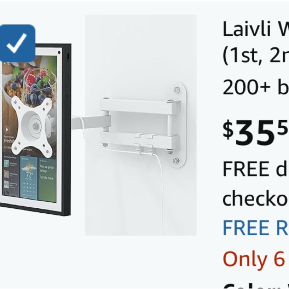 Wall Mount Echo Show 15 (1st 2nd Gen) Monitors 13"-27" Full motion swivel tilt